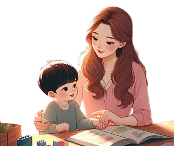 Ibu dan anak belajar bersama