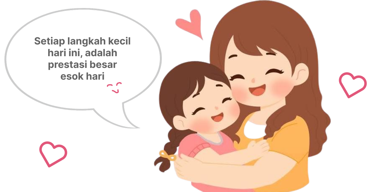 Ibu memeluk anak dengan pesan semangat